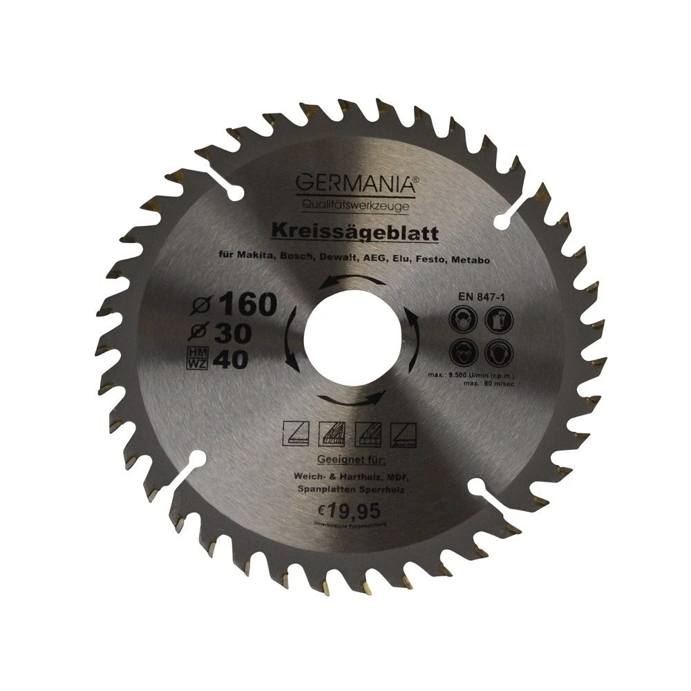 H.M. Holz-Sägeblatt Durchmesser Ø 160 Mm Mit 40 Zähne 3 H.M. Holz-Sägeblatt Durchmesser Ø 160 Mm Mit 40 Zähne