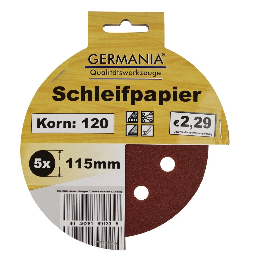 Schleifscheibe Schleifpapier Rund 5 St. 115mm Korn 120 3 Schleifscheibe Schleifpapier Rund 5 St. 115mm Korn 120
