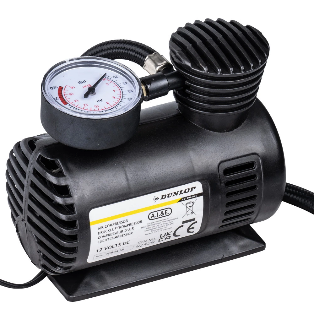 Luftkompressor Dunlop 12 V Mit Aufsätzen Und Adapter 5 Luftkompressor Dunlop 12 V Mit Aufsätzen Und Adapter – Bild 3