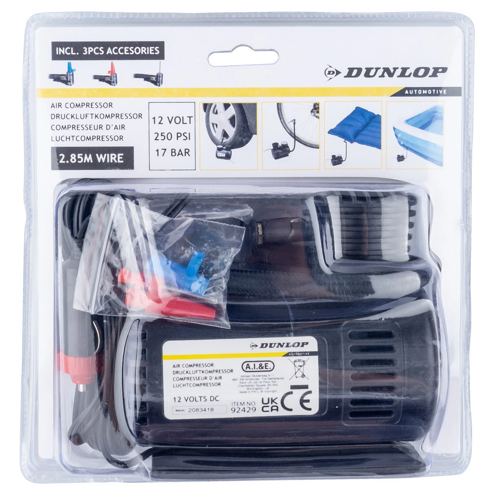 Luftkompressor Dunlop 12 V Mit Aufsätzen Und Adapter 9 Luftkompressor Dunlop 12 V Mit Aufsätzen Und Adapter – Bild 7