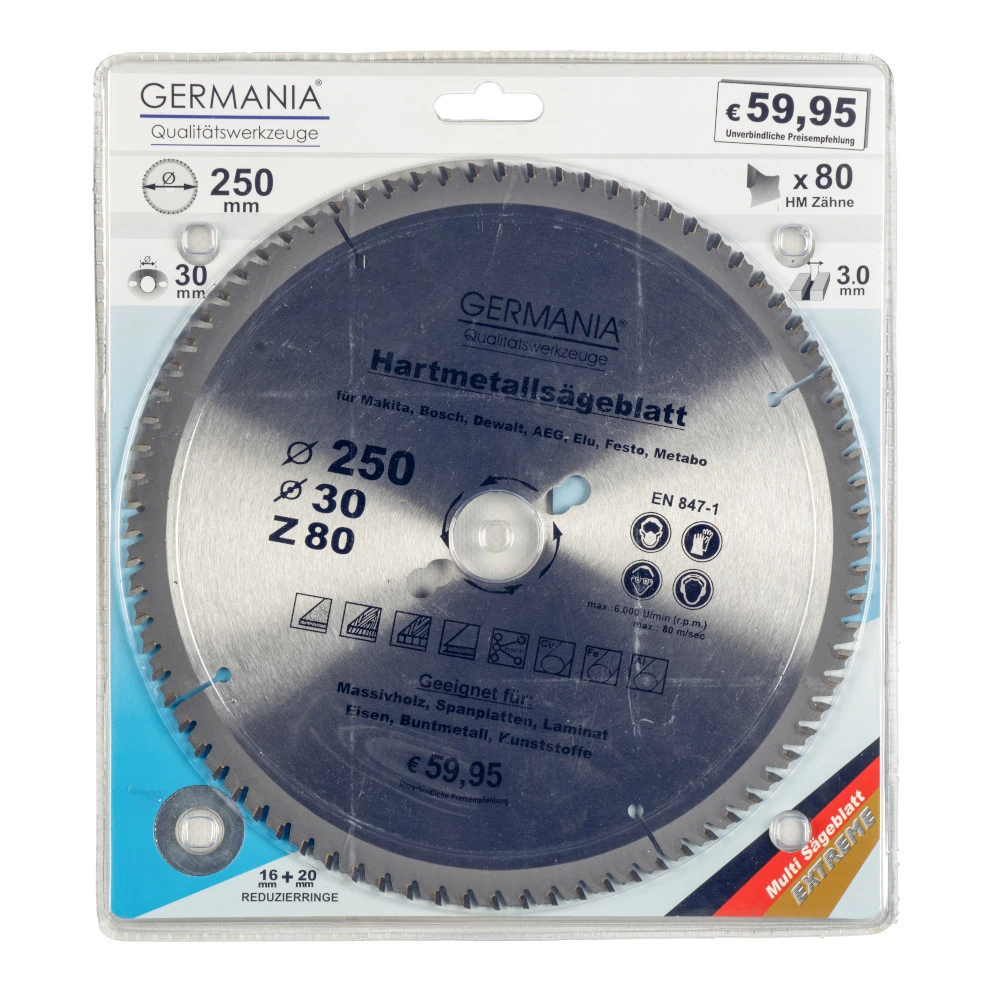 GERMANIA HM Multifunktionssägeblatt Ø 250 Mm Mit 80 Zähnen 4 GERMANIA HM Multifunktionssägeblatt Ø 250 Mm Mit 80 Zähnen – Bild 2